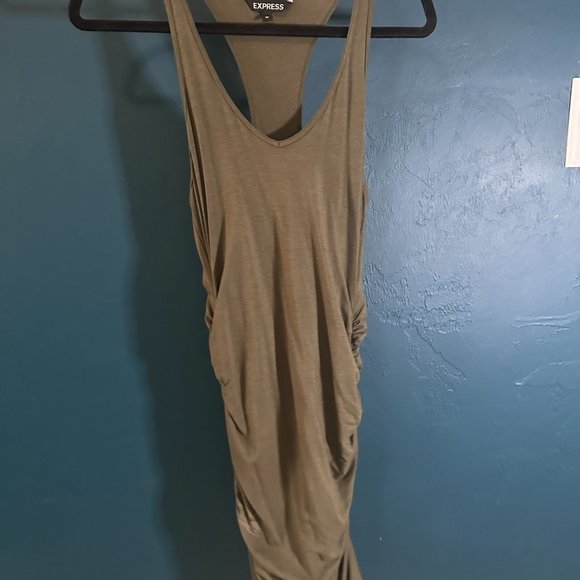 Express Army Green Ruched Bodycon Dress - XS - Picture 2 of 2